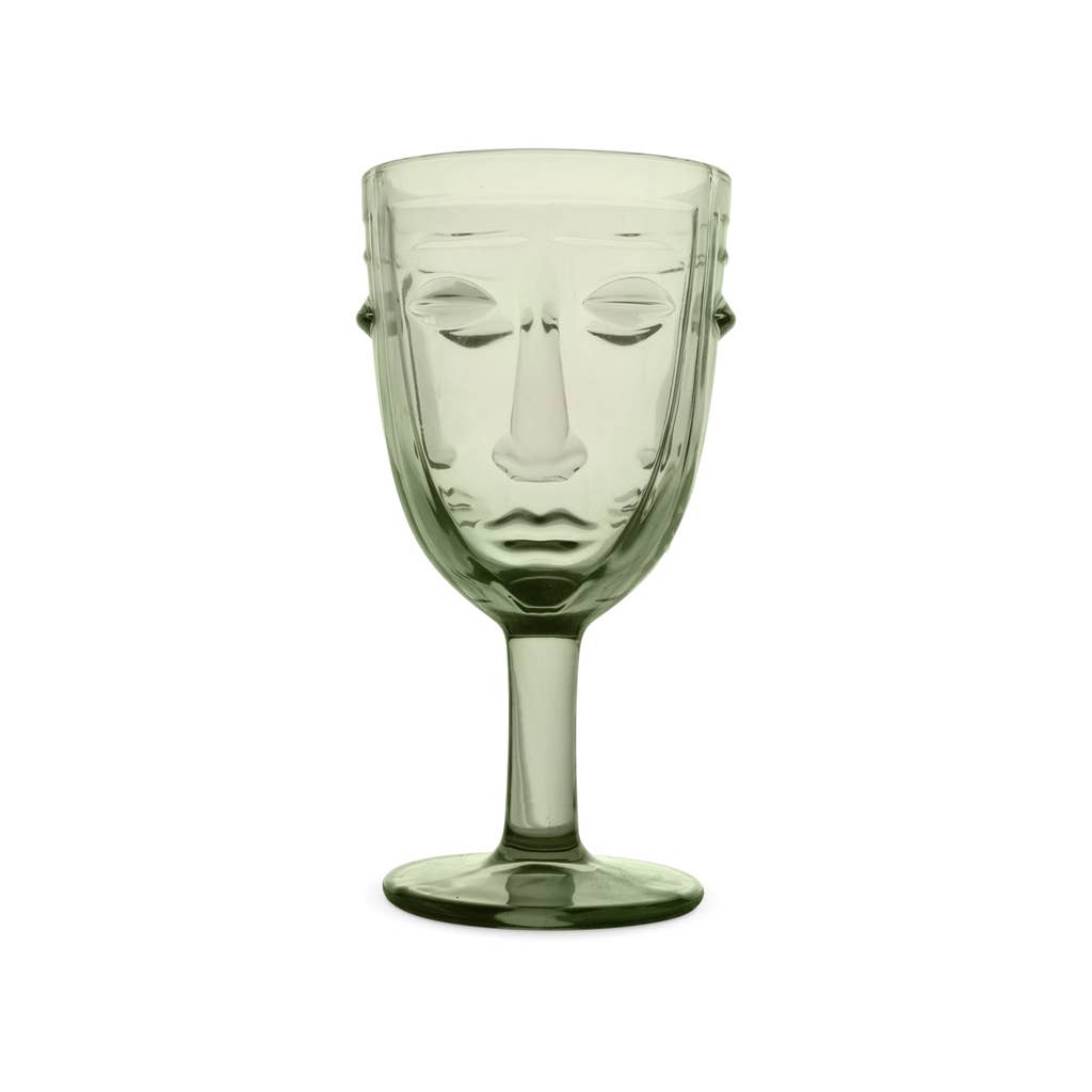 Face Stemmed Glass - Green