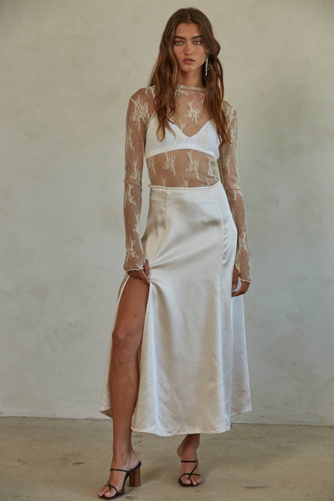 Lace Longsleeve Layering Top:  Cream