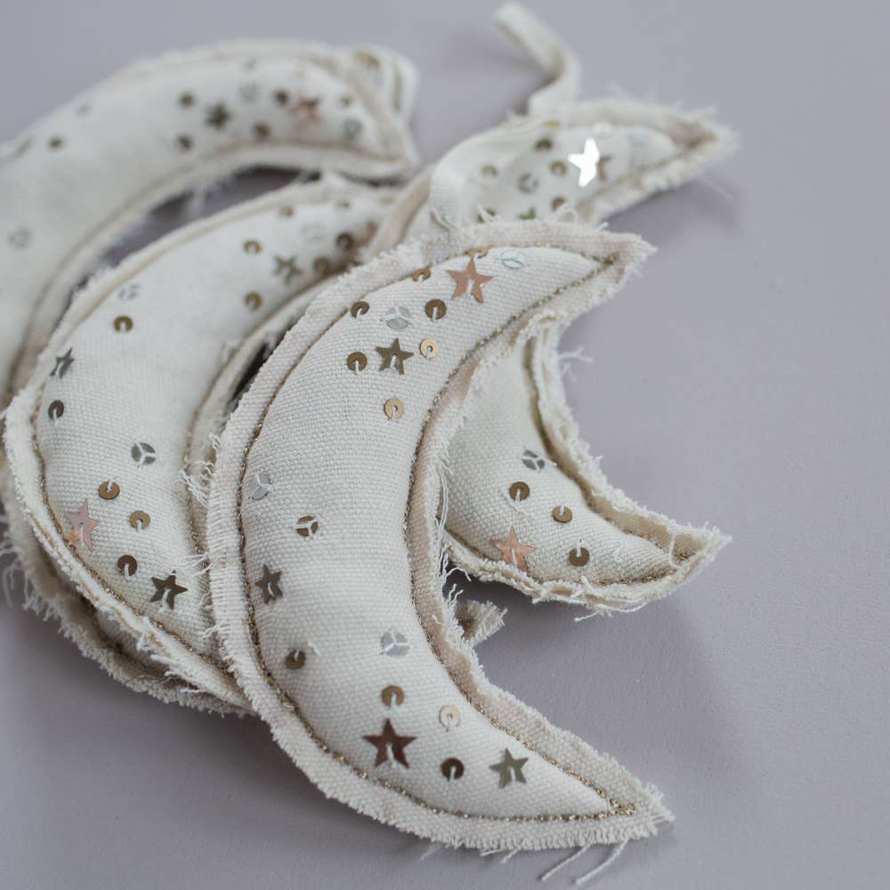 Metallic Confetti Moon - Cotton & Lavender filled Ornament