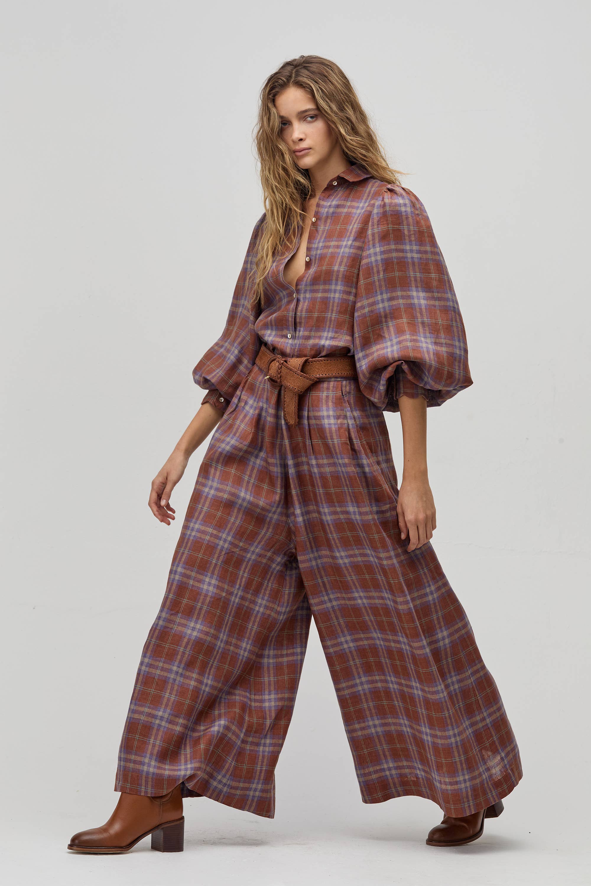 SABI LINEN CHECKERED PANTS
