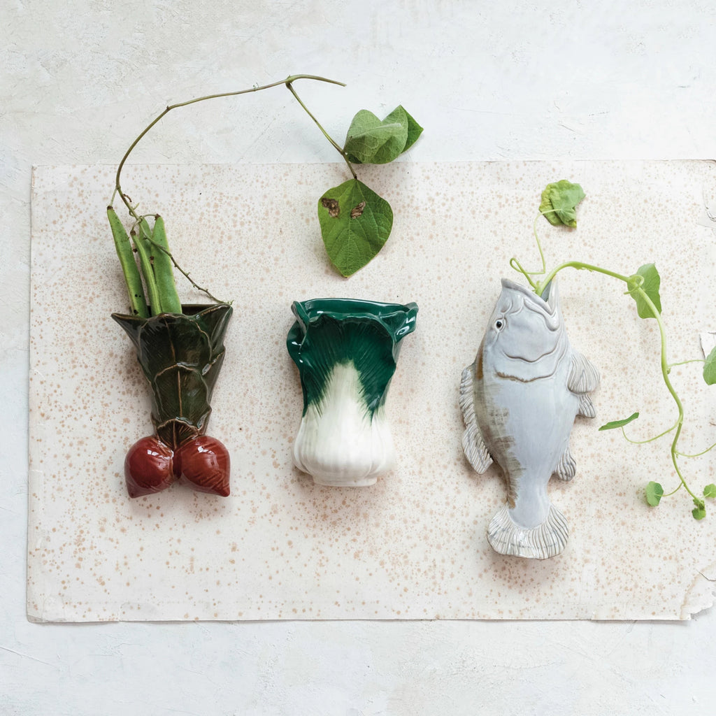 Stoneware Cabbage Wall Vase