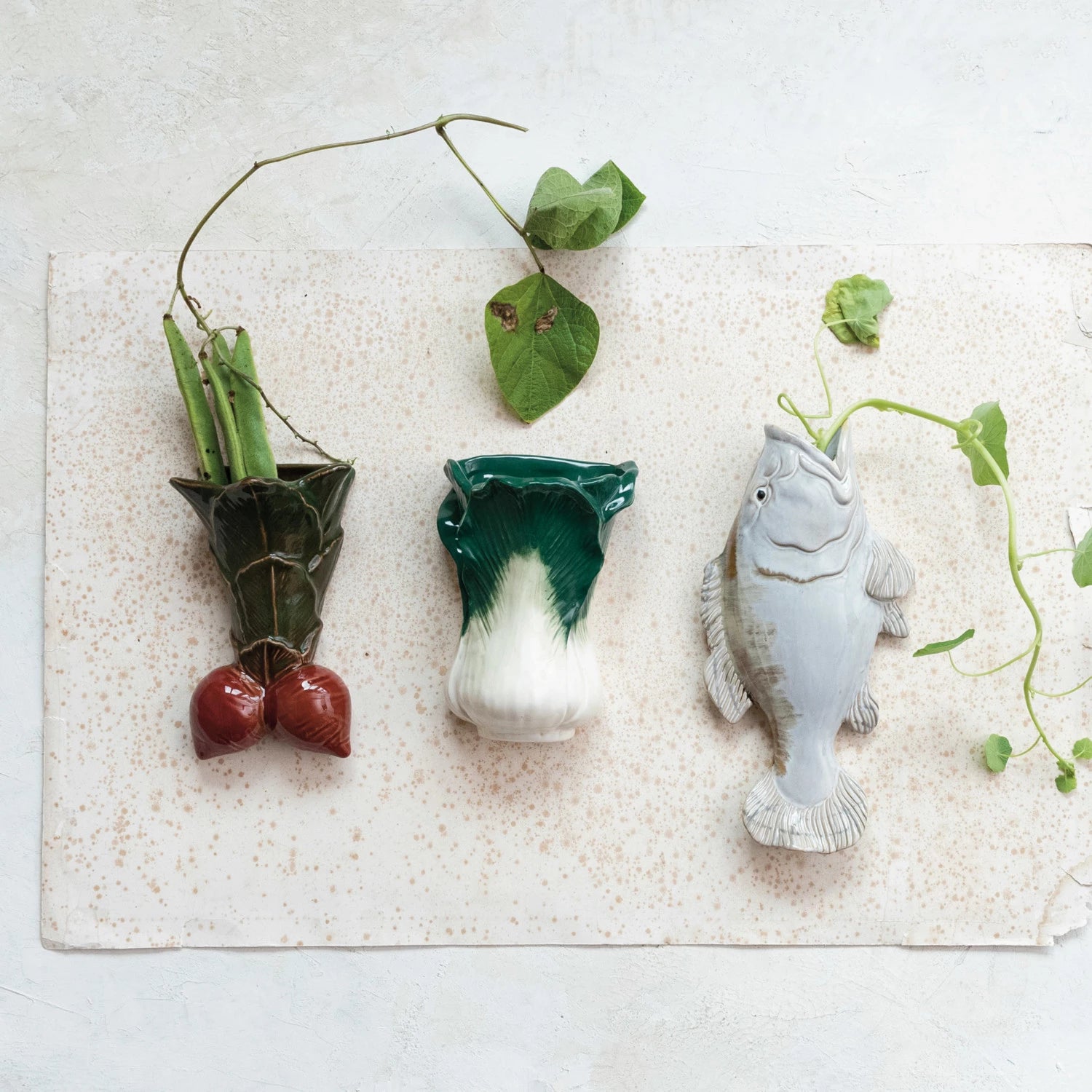 Stoneware Cabbage Wall Vase