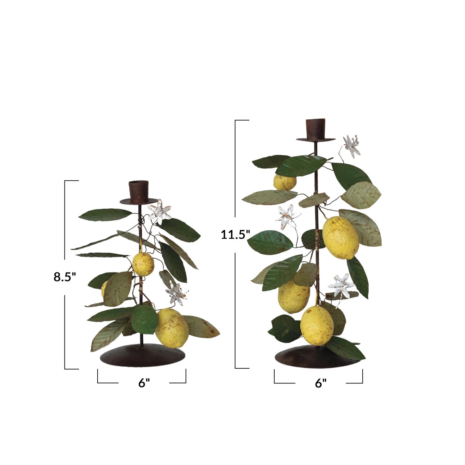 Lemon Toleware Taper Holder, Set of 2