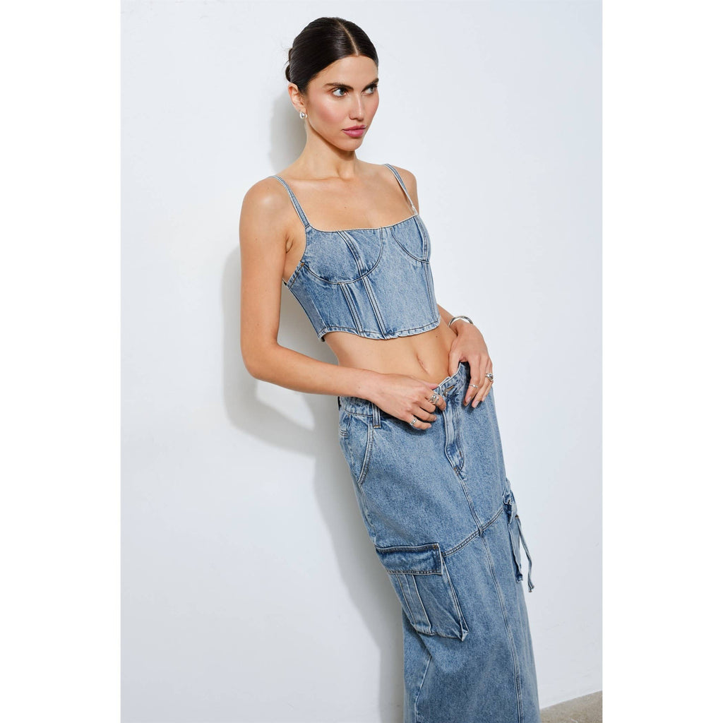Shay Structured Denim Bustier