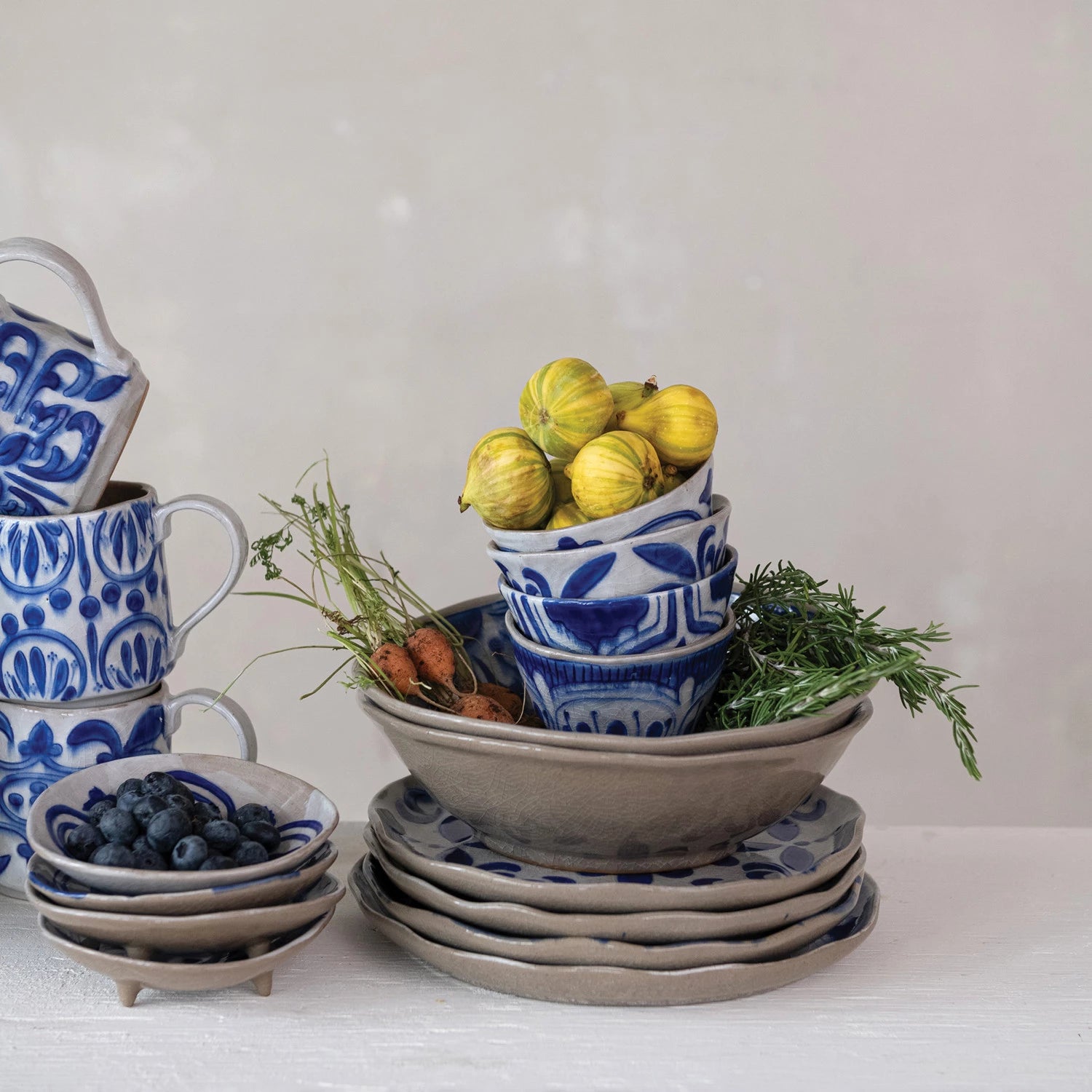 Blue and White Crackle Stoneware Bowl