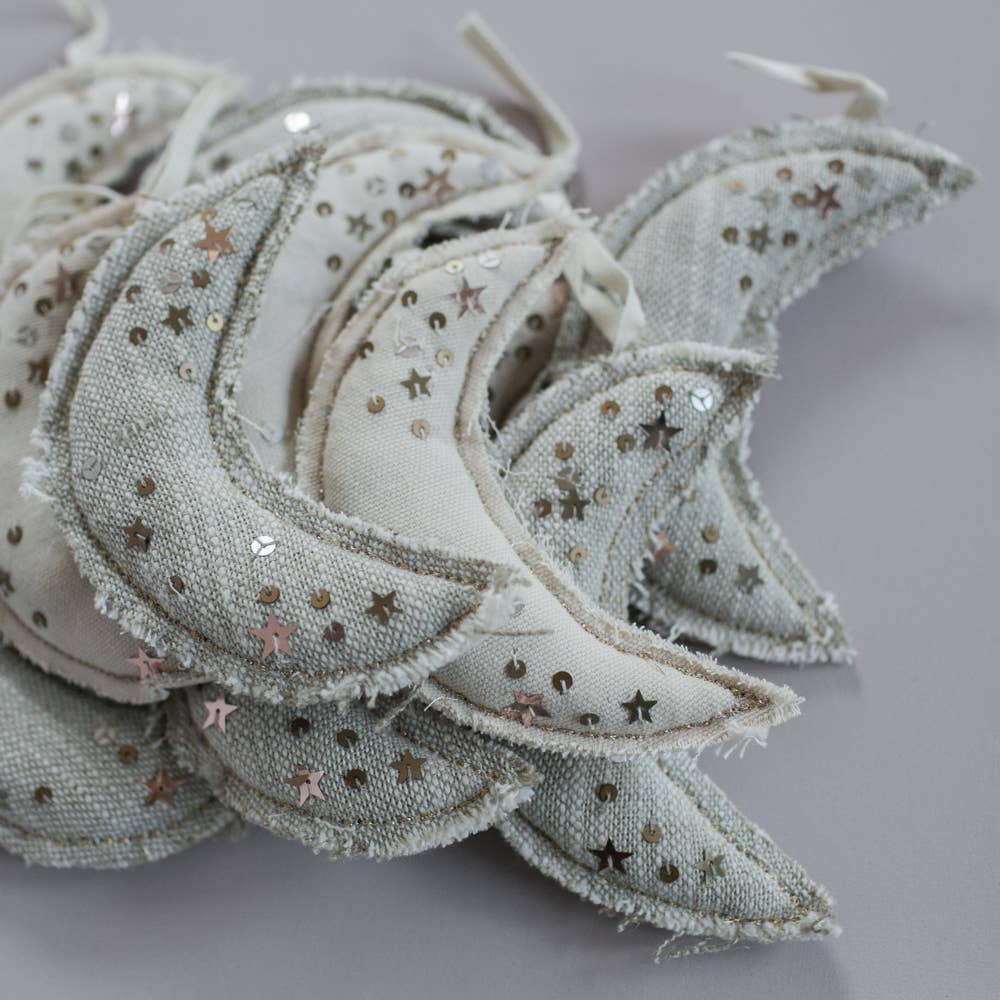 Metallic Confetti Moon - Cotton & Lavender filled Ornament