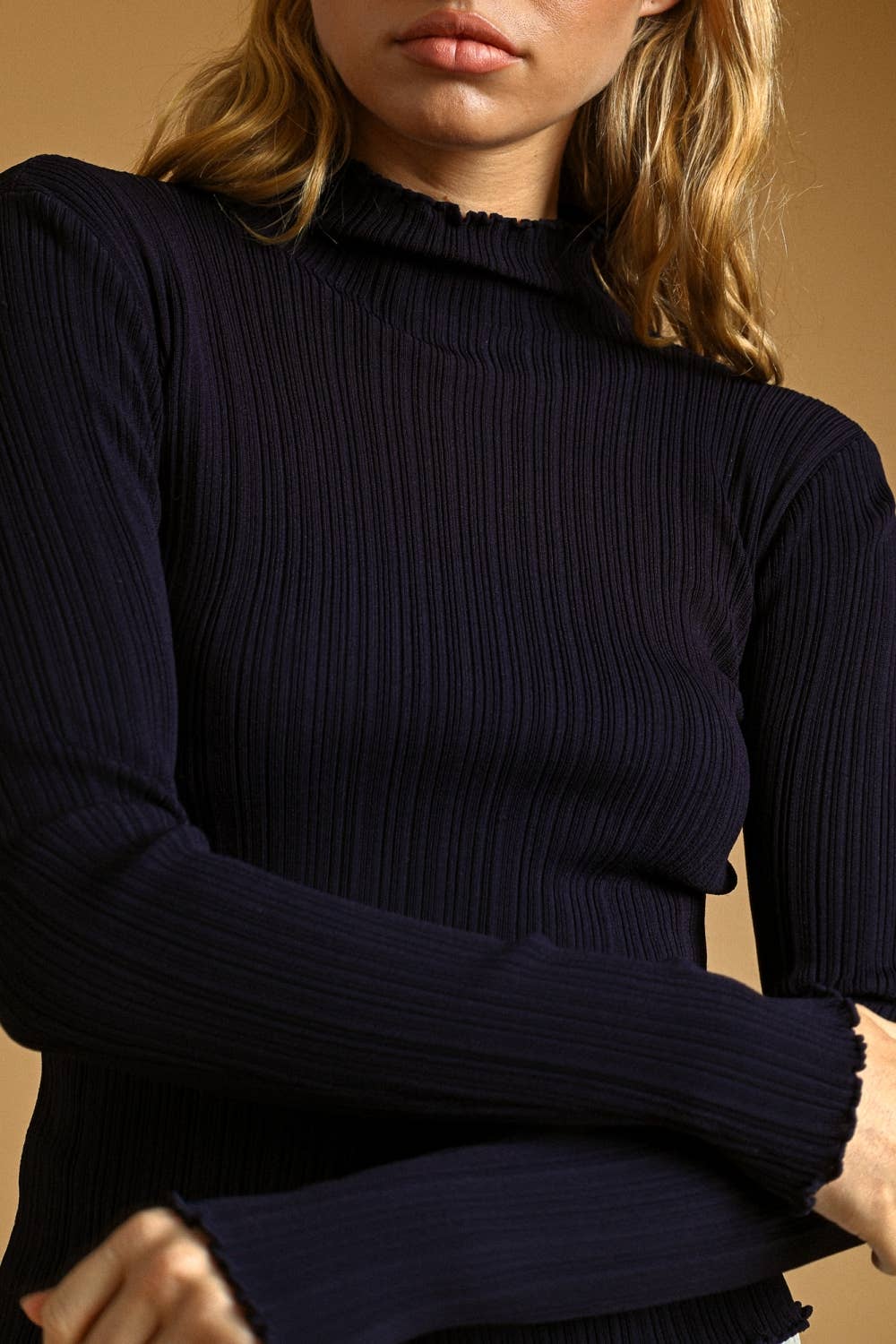 Long Sleeve Ribbed Knitted Top