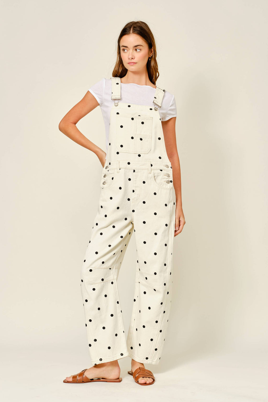 Slouchy Relax Fit Denim Overall - Polka Dot