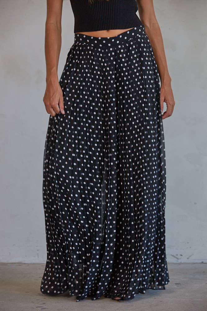 Polka Dot Pleated Wide Leg Pants