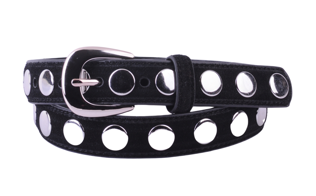 Suede Belt with Wide Studs