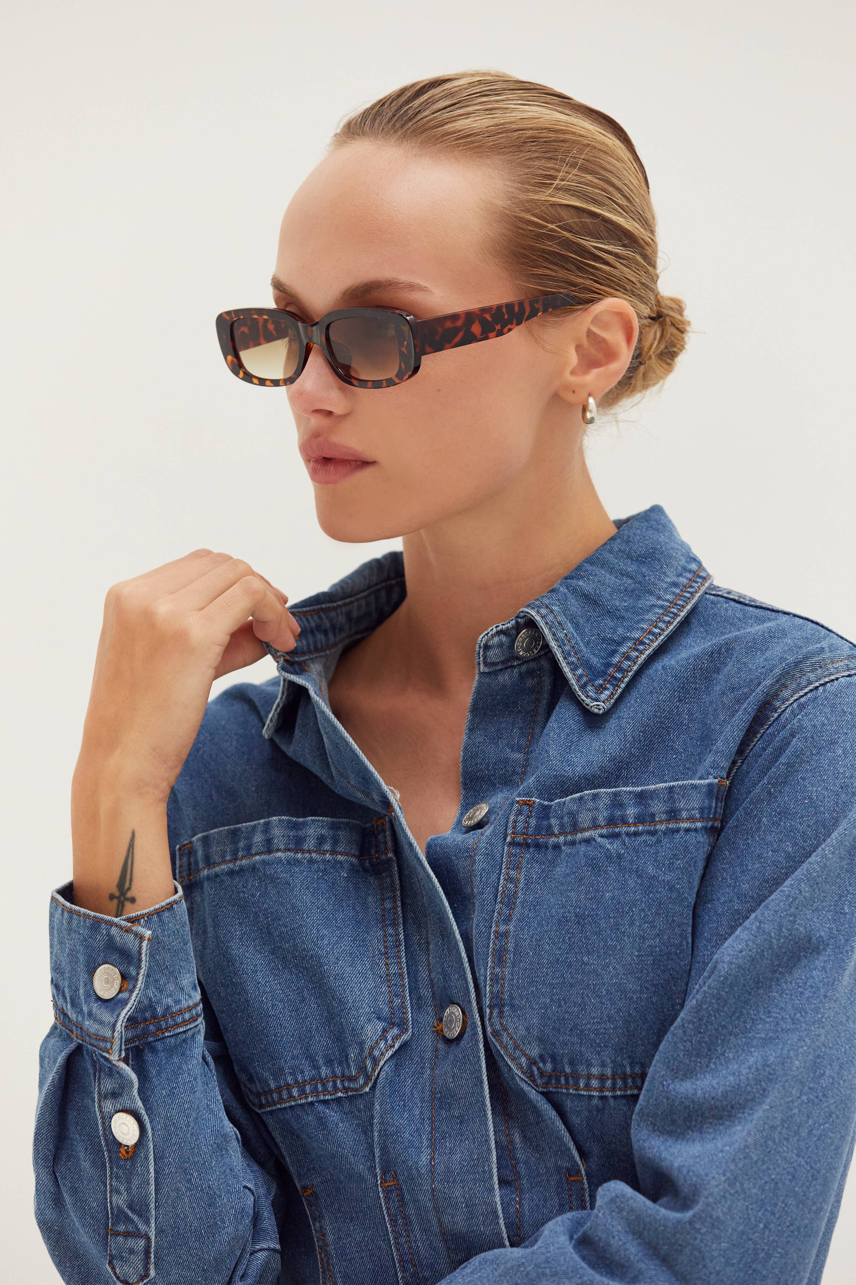 Denim Mini Dress with Corset Waist Detail