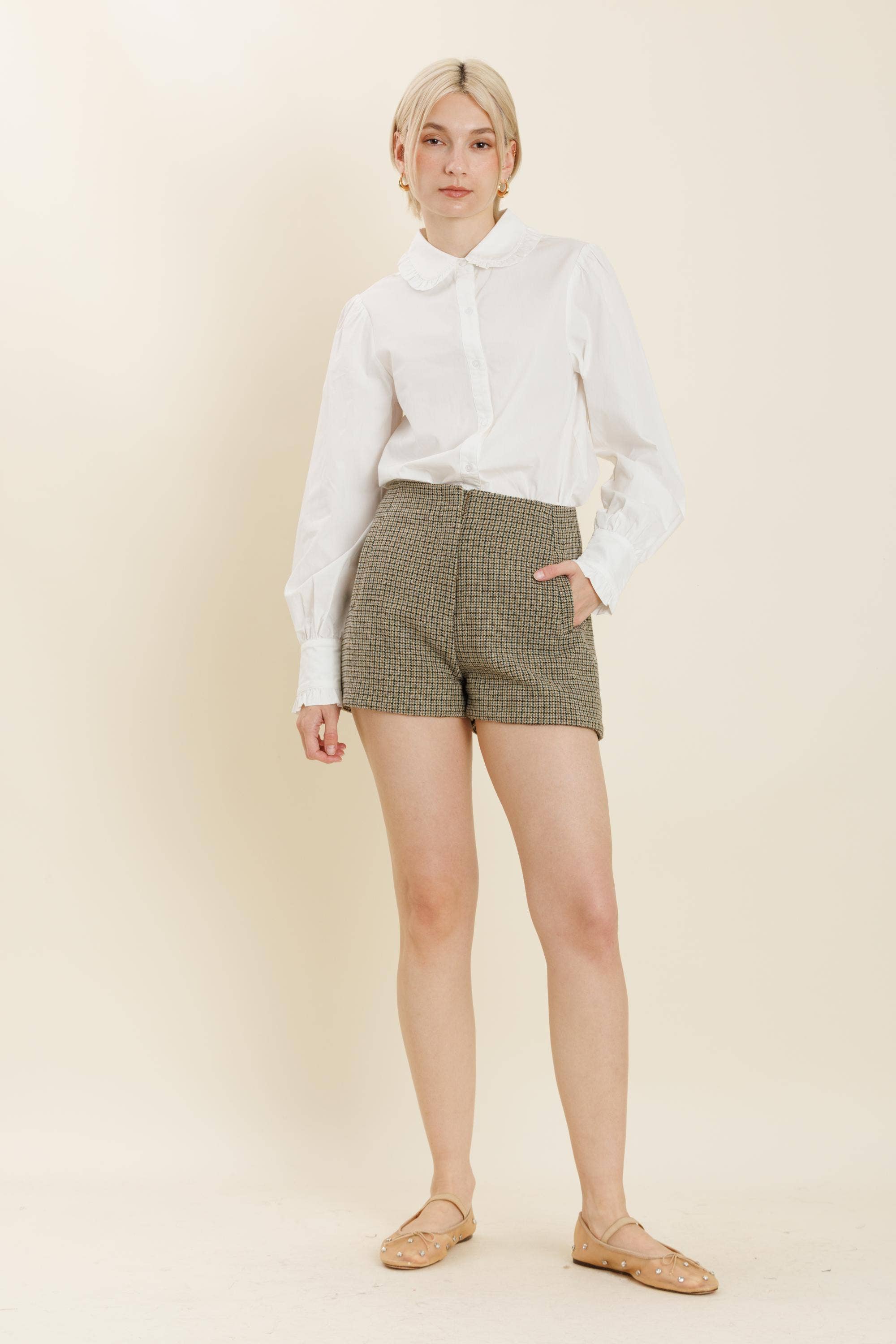 Ruffle Button Down Shirt