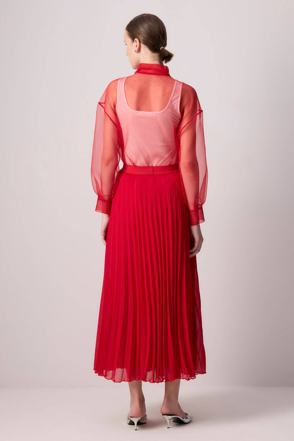 Elegant Pleated Chiffon Maxi Skirt - High Waisted