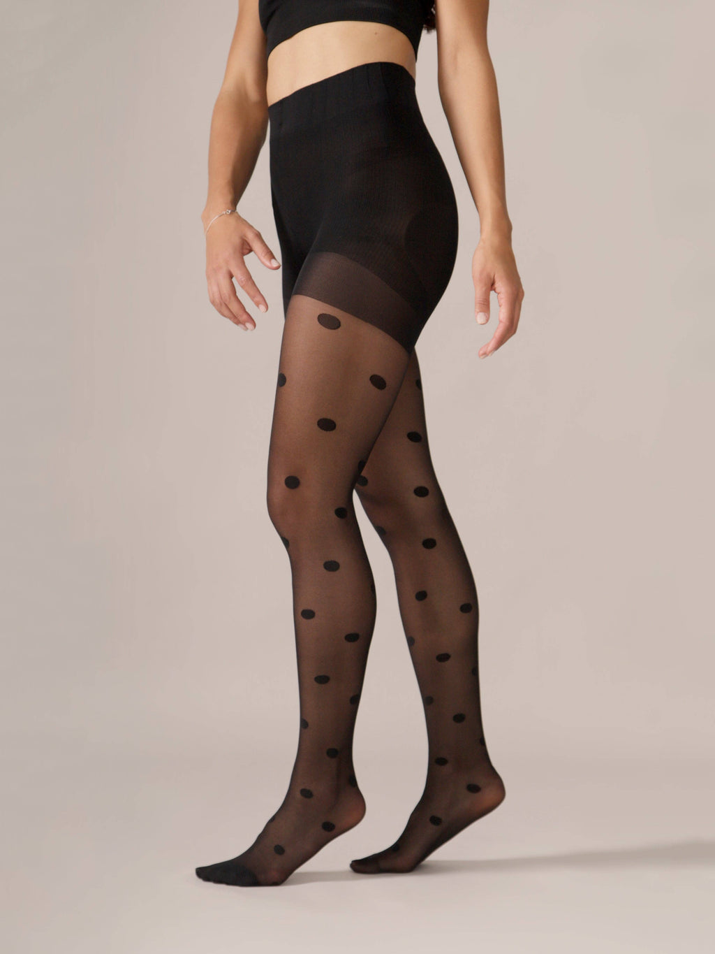Mega Dot Shaping Tights: Black