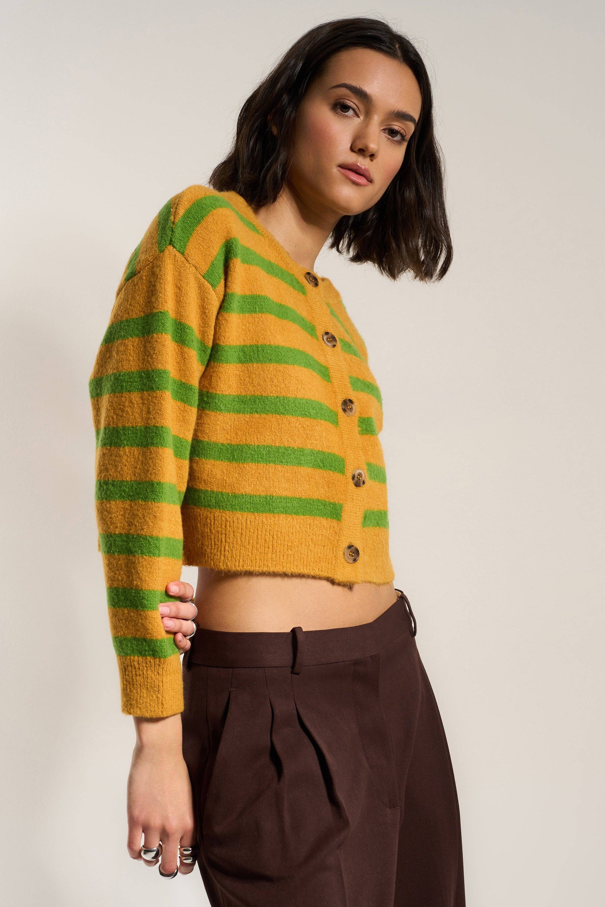 Fiona Cardigan - Fern Stripe