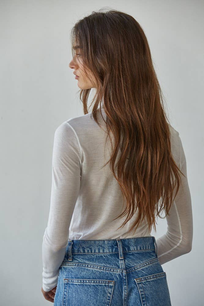 Sheer lightweight turtleneck  - Cream