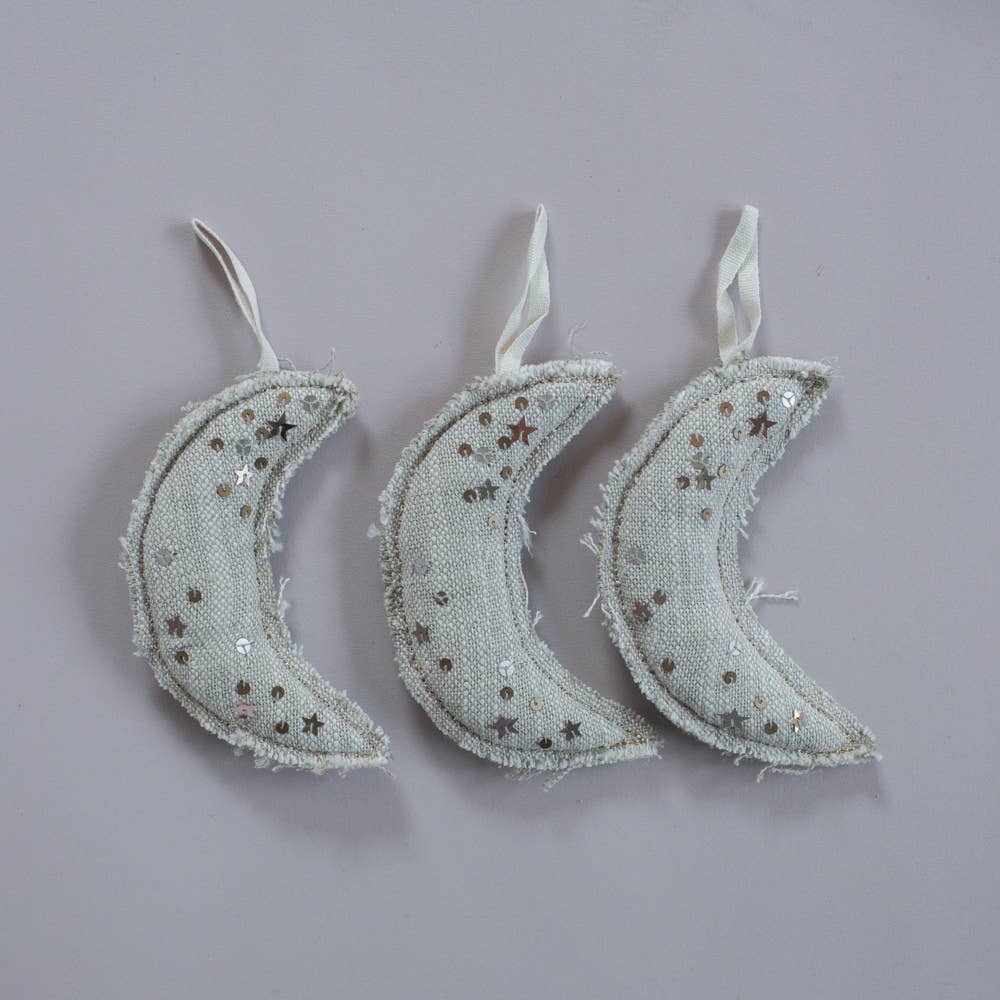Metallic Confetti Moon - Cotton & Lavender filled Ornament