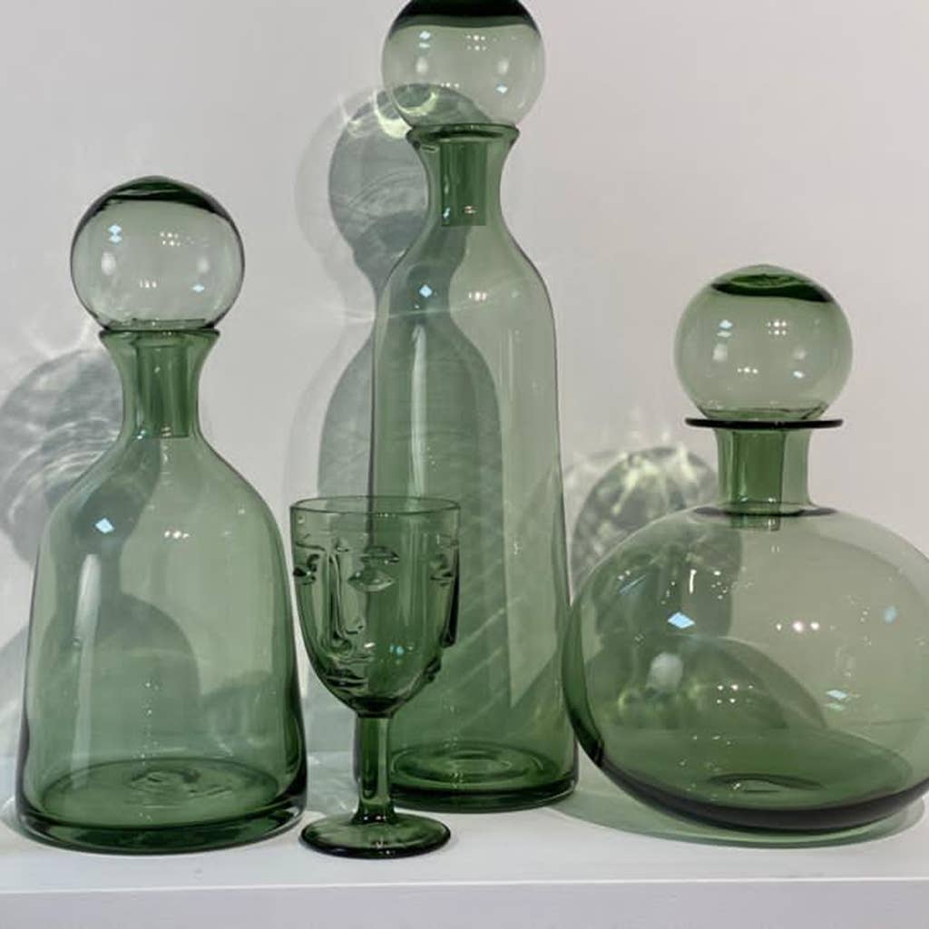Face Stemmed Glass - Green