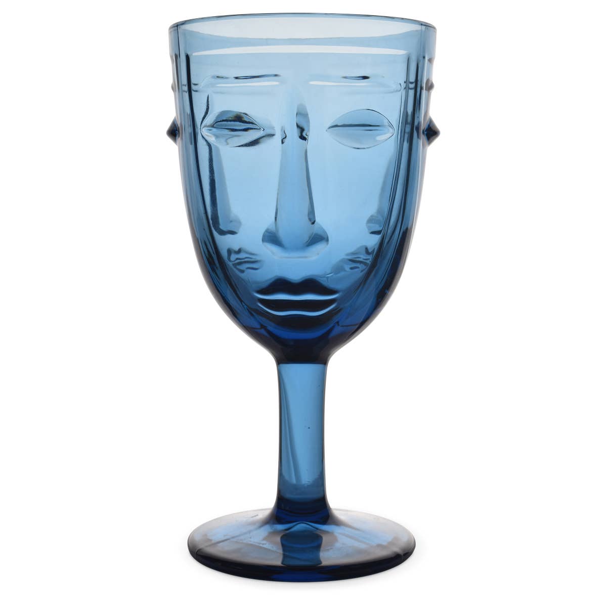 Face Stemmed Glass - Blue