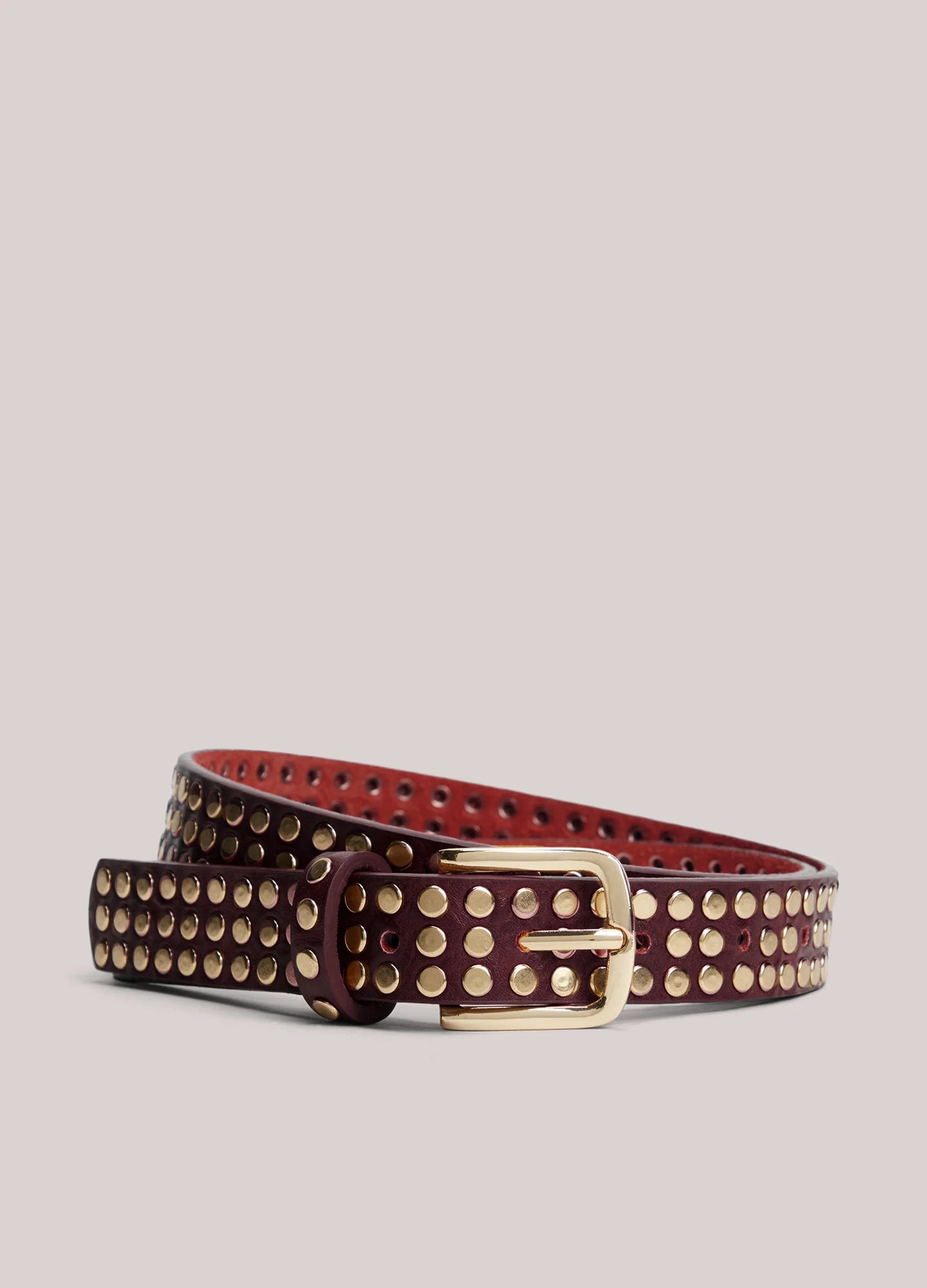 Leather belt with studs