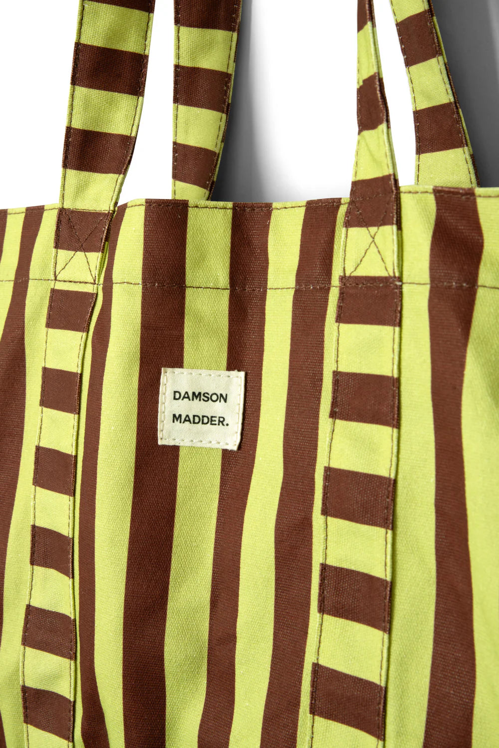 Damson Madder Large Canvas Tote Bag - Green Stripe