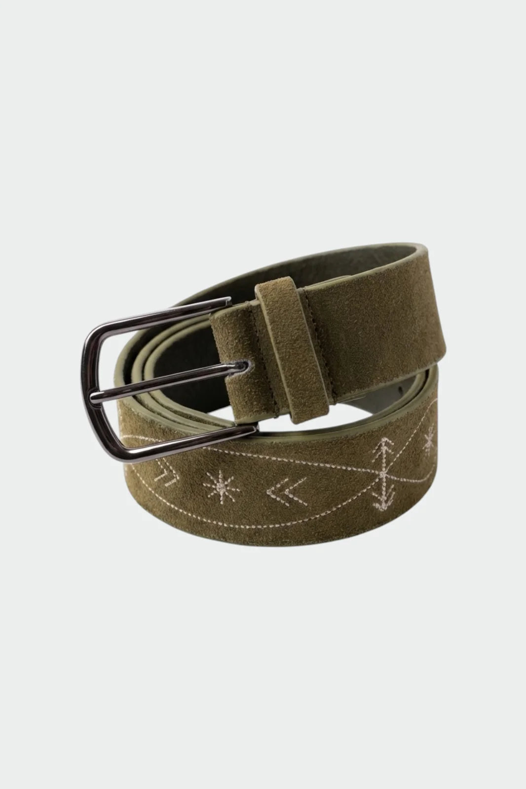 INDI & COLD EMBROIDERED LEATHER BELT: GREEN