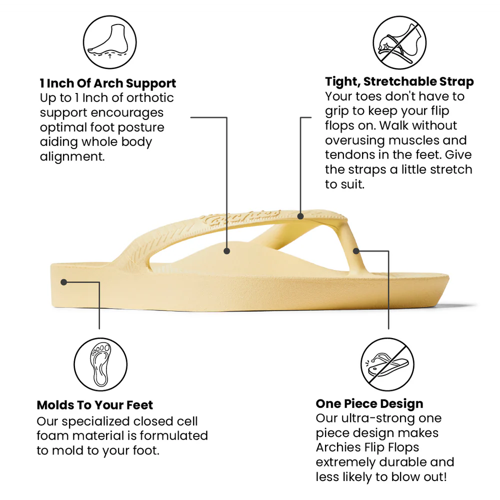 Archies flip flops lemon