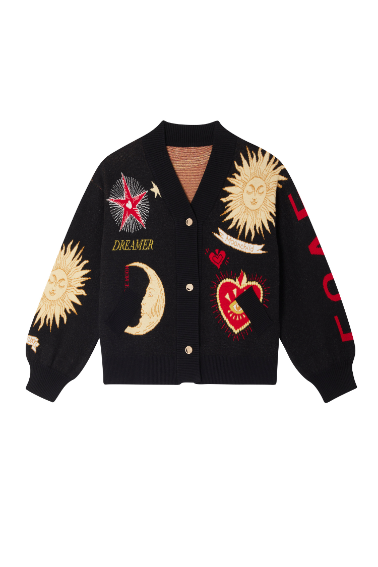 Never Fully Dressed Mystical Bomber Cardigan:  Black