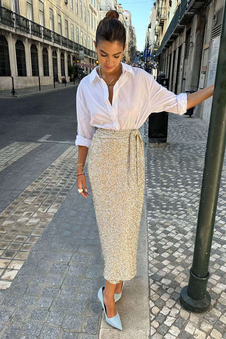 SEQUIN MAXI WRAP JASPRE SKIRT