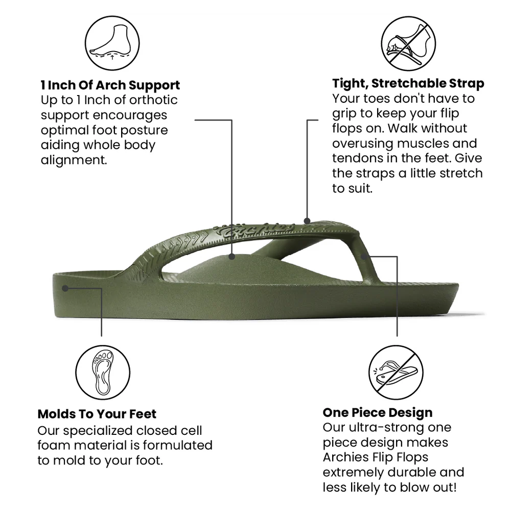 Archies flip flops Olive