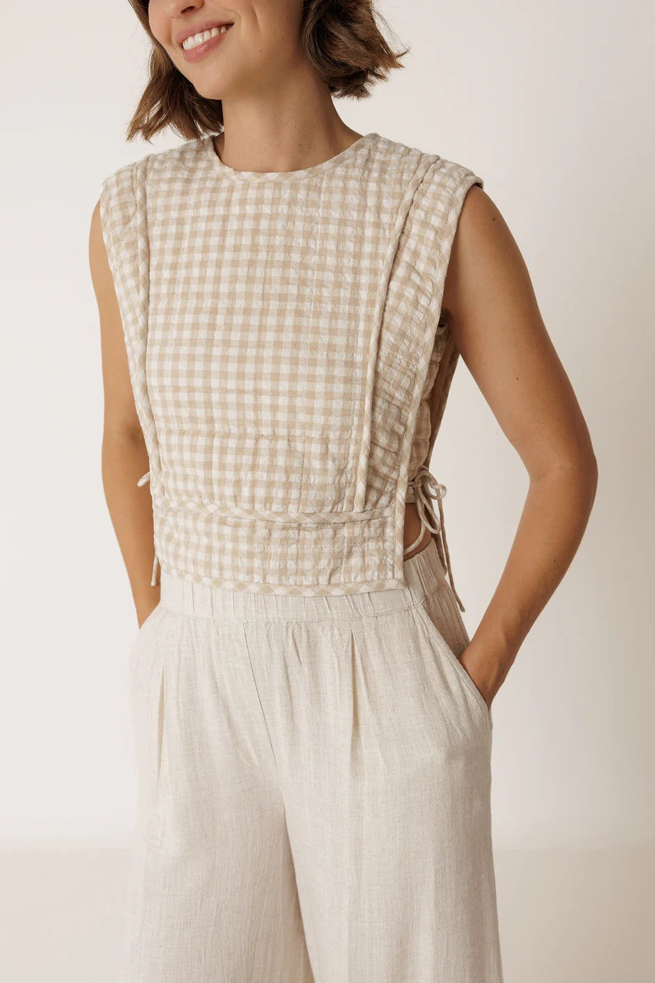 Indi & Cold Quilted Checkered Top