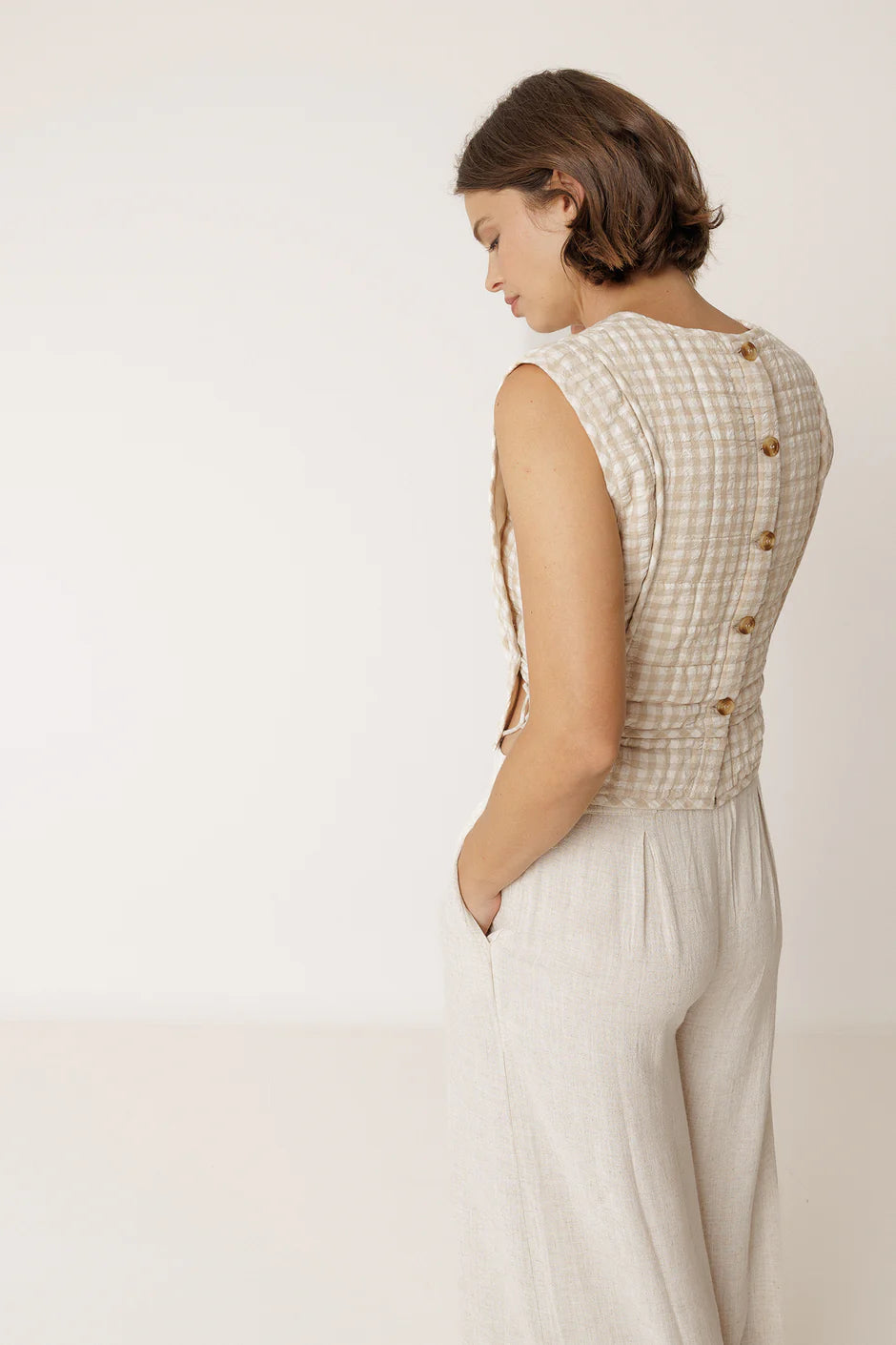 Indi & Cold Quilted Checkered Top