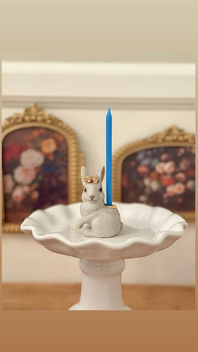 Royal white rabbit cake topper