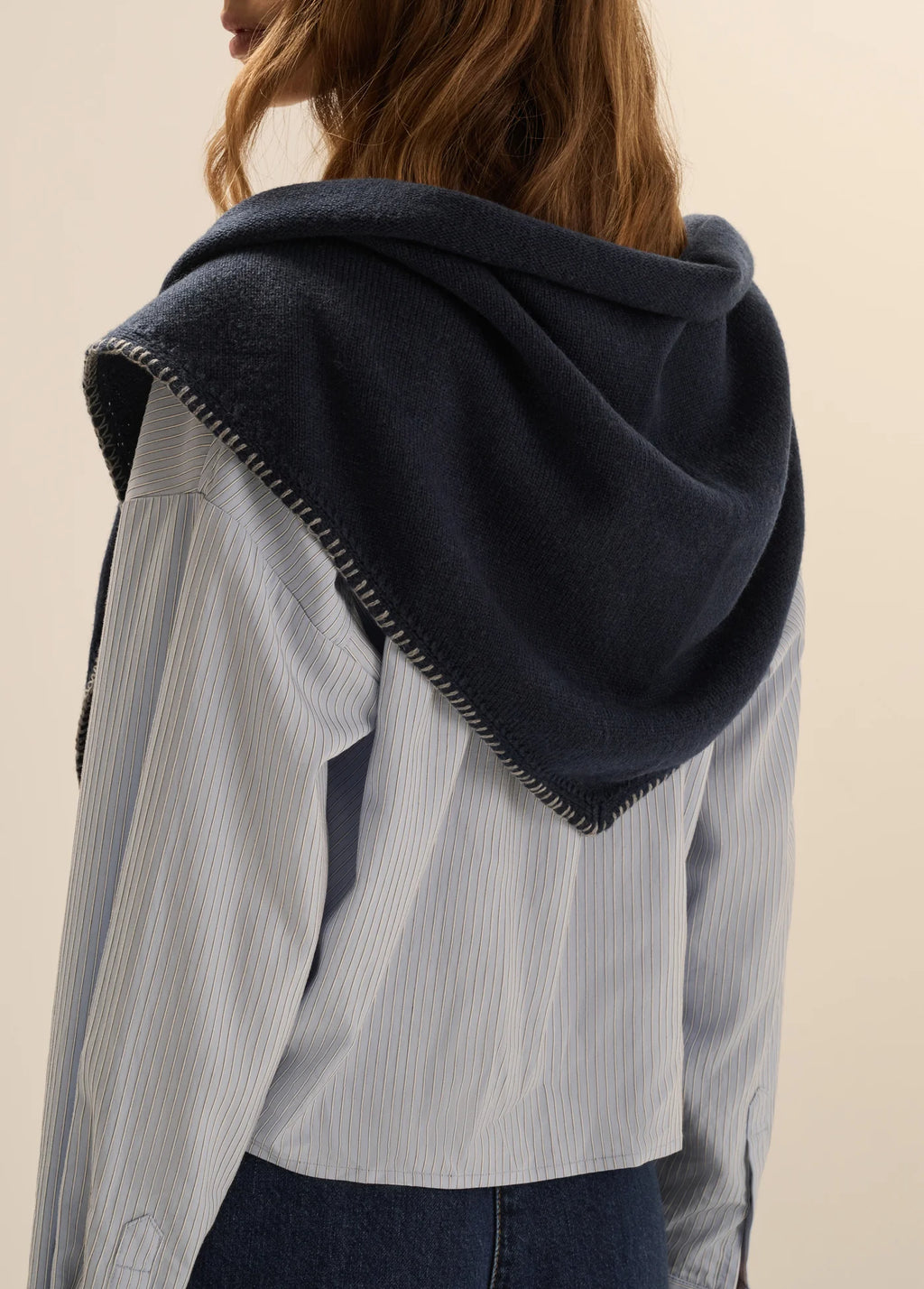 FAVORITE DAUGHTER THE STITCHED TRIANGLE SCARF - MIDNIGHT GREY