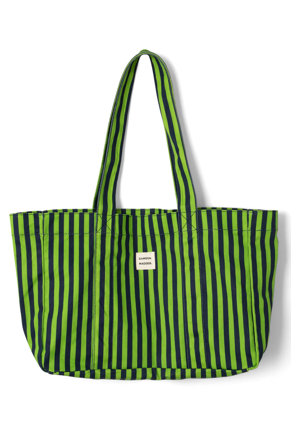 Damson Madder canvas tote navy lime stripe